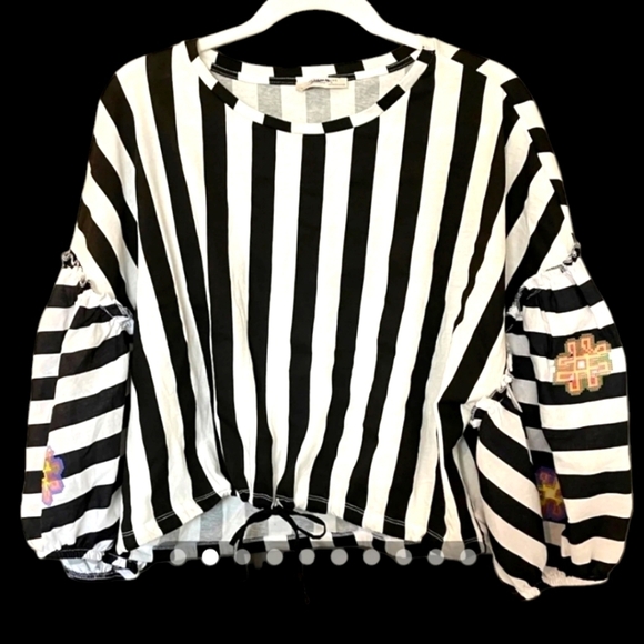 ZARA Trafaluc black and white striped top Small - Picture 2 of 16